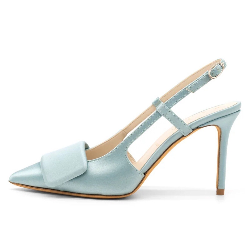 NIB Something Bleu Halen Satin Slingback Pumps in Light Blue Sz‎ 7 $395